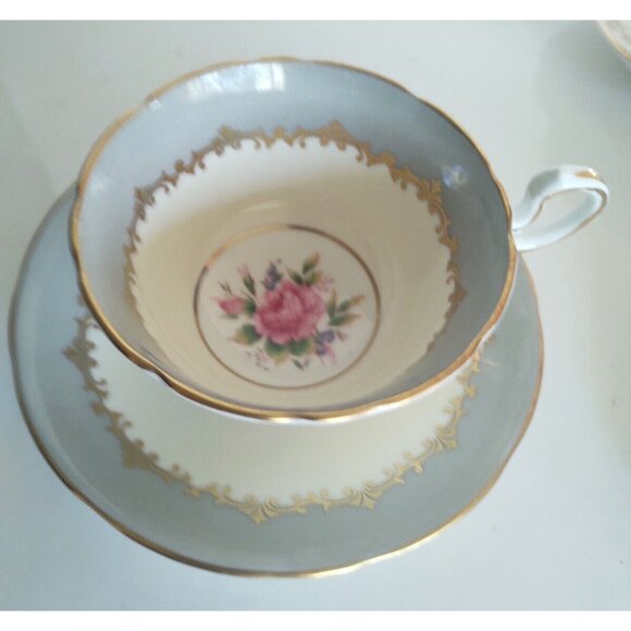 Vintage Aynsley Lancaster Pattern Grey Teacup and Saucer #7610 - Picture 1 of 16